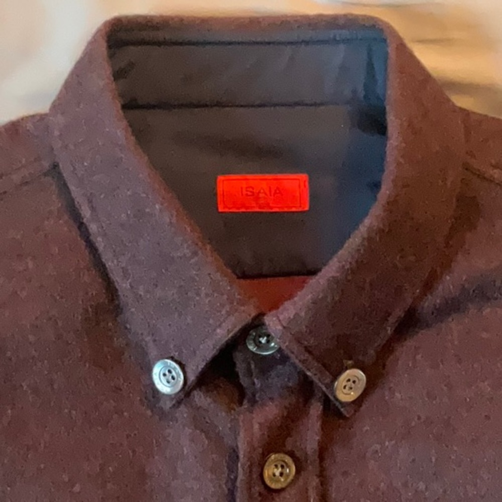ISAIA Wool Overshirt / Shirt Jacket / Shacket — Burgandy — Made in Italy